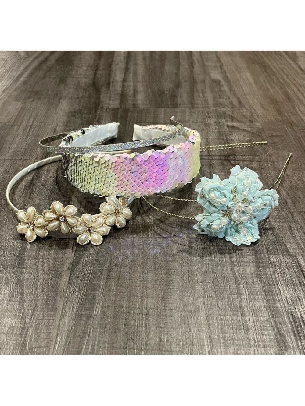 Sequin and Floral Headband Set